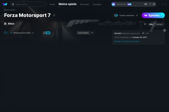 Forza Motorsport 7 Cheats Screenshot