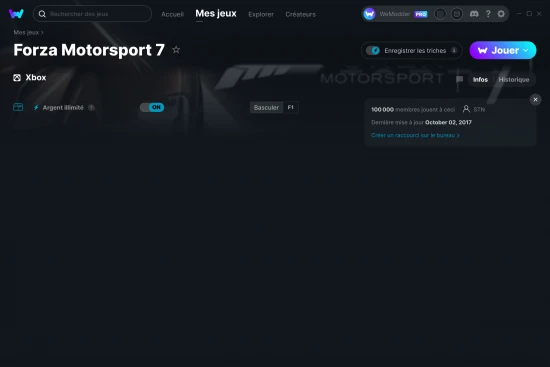 Capture d'écran de triches de Forza Motorsport 7