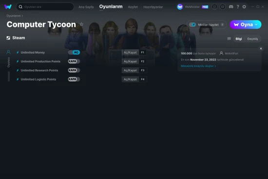 Computer Tycoon hilelerin ekran görüntüsü