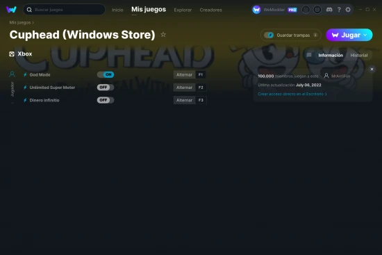 captura de pantalla de las trampas de Cuphead (Windows Store)