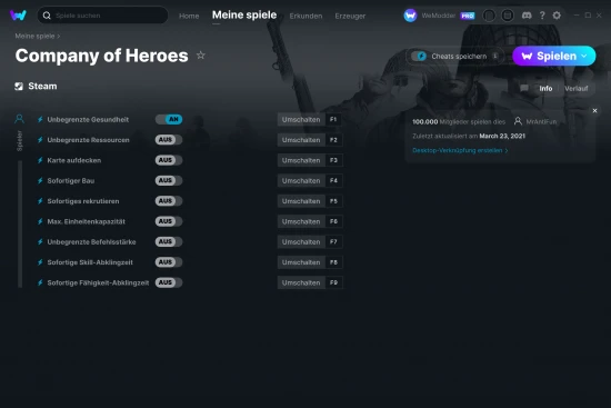 Company of Heroes Cheats Screenshot