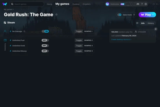 Gold Mining Simulator cheats screenshot