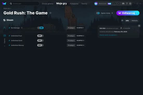 cheaty Gold Mining Simulator zrzut ekranu