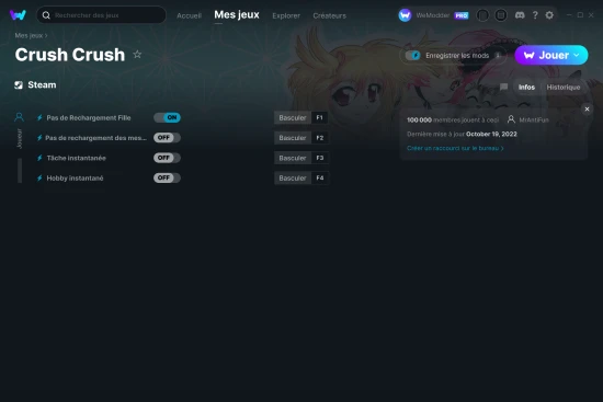 Capture d'écran de triches de Crush Crush