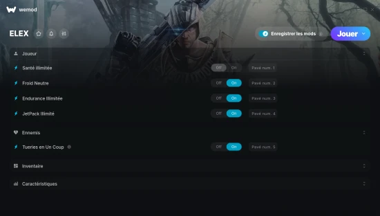 Capture d’écran des cheats pour ELEX