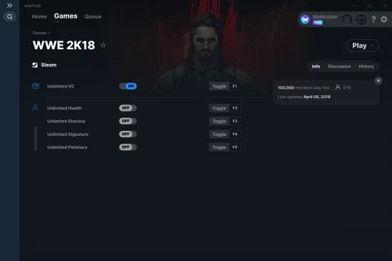 WWE 2K18 cheats screenshot