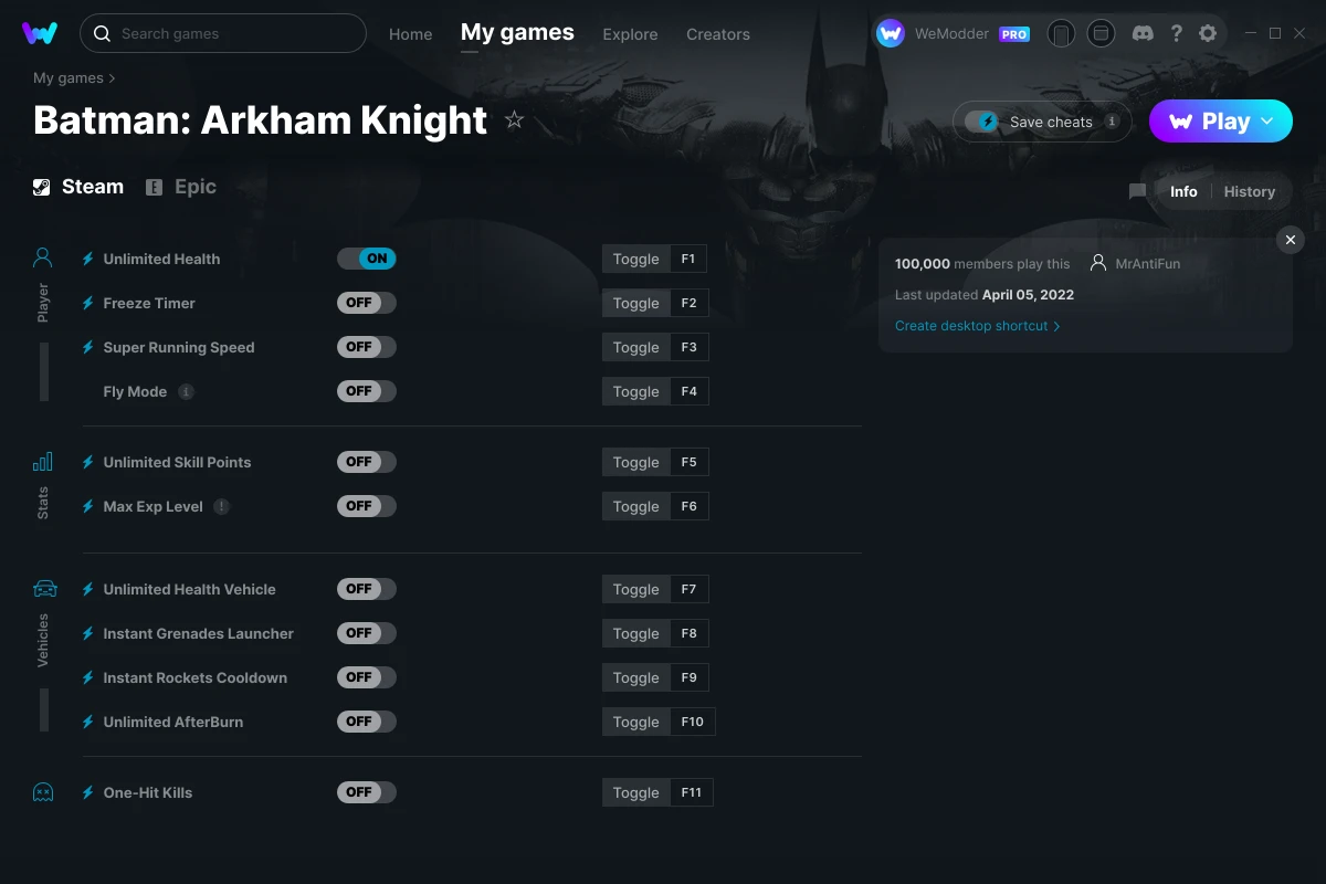 Batman: Arkham Knight Cheats and Trainers for PC - WeMod