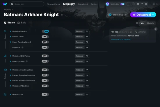 cheaty Batman: Arkham Knight zrzut ekranu