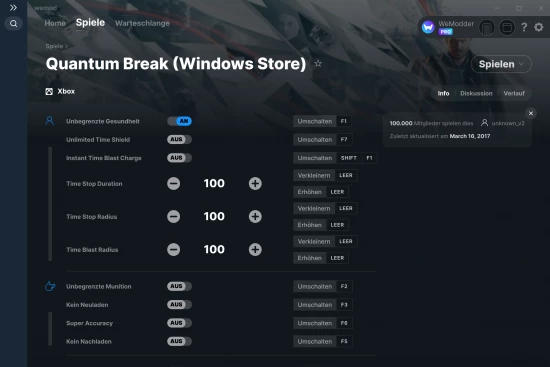 Quantum Break (Windows Store) Cheats Screenshot