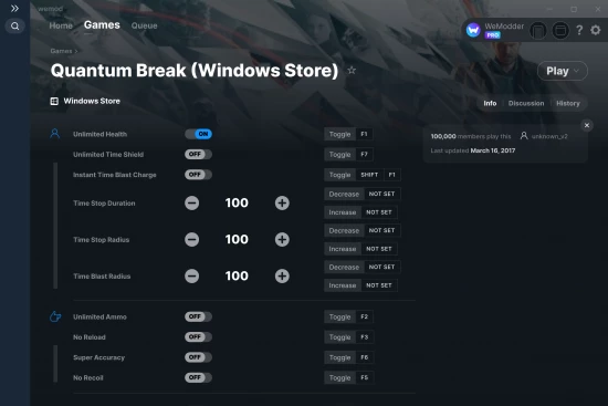 Quantum Break (Windows Store) cheats screenshot