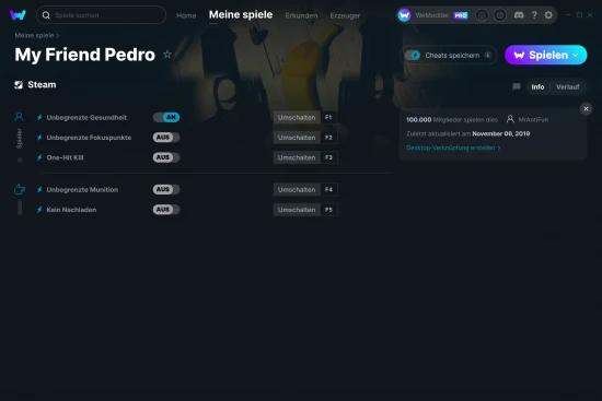 My Friend Pedro Cheats Screenshot