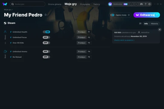 cheaty My Friend Pedro zrzut ekranu