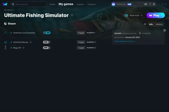 Ultimate Fishing Simulator cheats screenshot