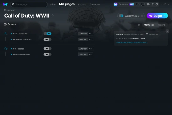 captura de pantalla de las trampas de Call of Duty: WWII