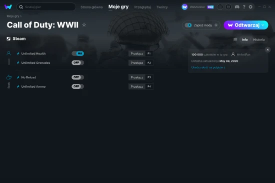 cheaty Call of Duty: WWII zrzut ekranu