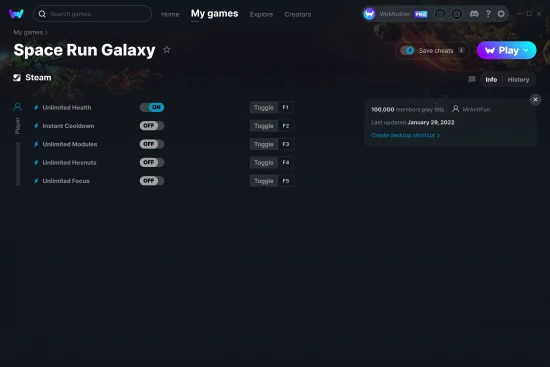 Space Run Galaxy cheats screenshot