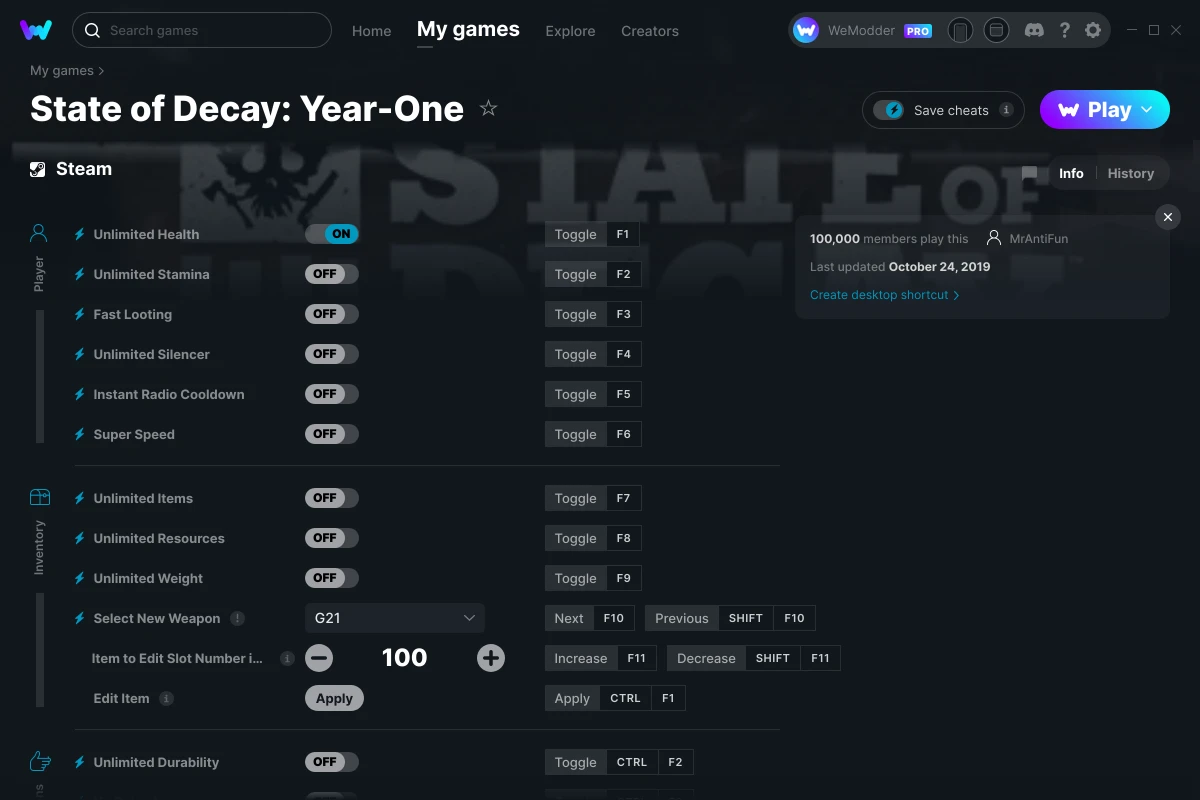 State of decay 2 1.31 trainer