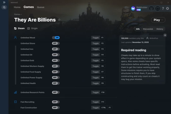 They Are Billions Cheats and Trainers for PC - WeMod