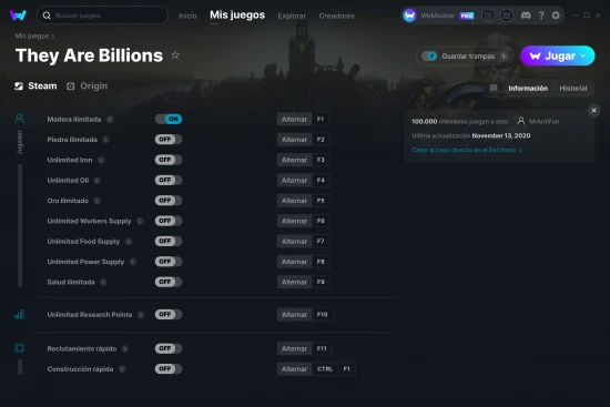 captura de pantalla de las trampas de They Are Billions
