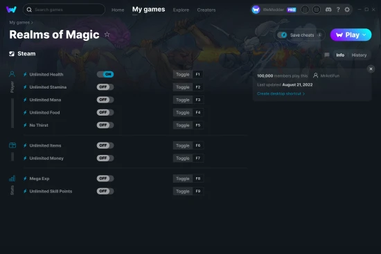 Realms of Magic cheats screenshot