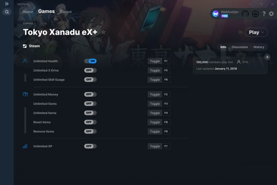Tokyo Xanadu eX+ cheats screenshot