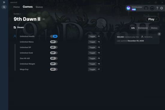9th Dawn II cheats screenshot