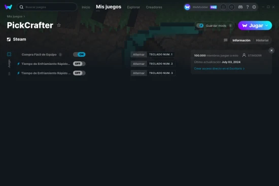 captura de pantalla de las trampas de PickCrafter