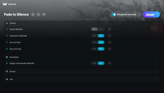 Capture d’écran des cheats pour Fade to Silence