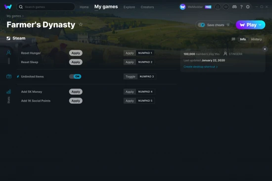 Farmer's Dynasty cheats screenshot
