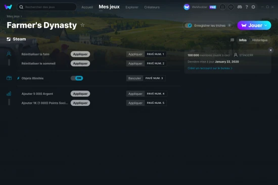Capture d'écran de triches de Farmer's Dynasty