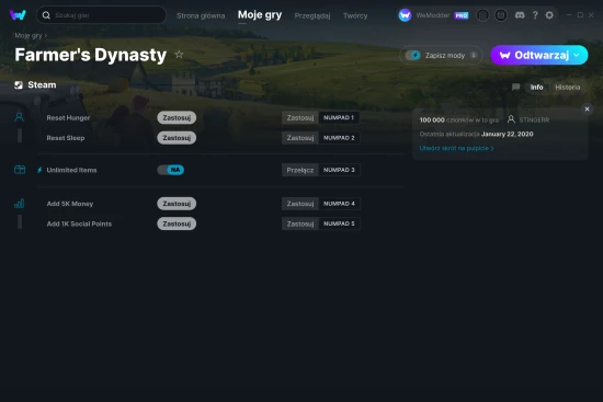 cheaty Farmer's Dynasty zrzut ekranu