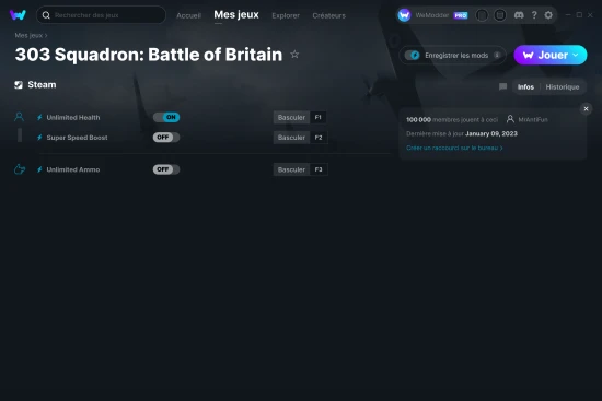 Capture d'écran de triches de 303 Squadron: Battle of Britain