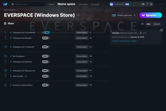 EVERSPACE (Windows Store) Cheats Screenshot