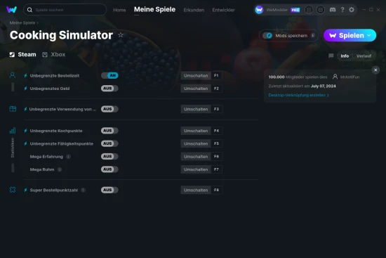 Cooking Simulator Cheats Screenshot