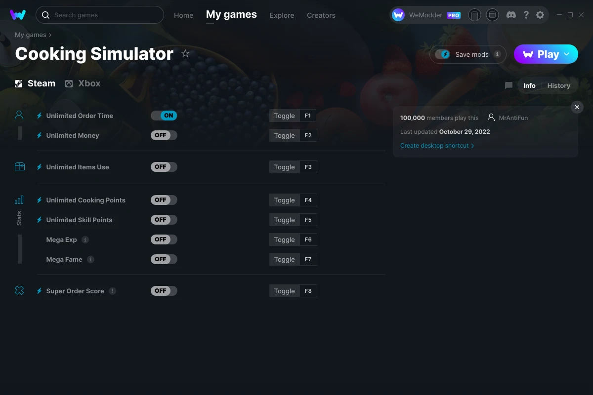 Is Cooking Simulator playable on any cloud gaming services?
