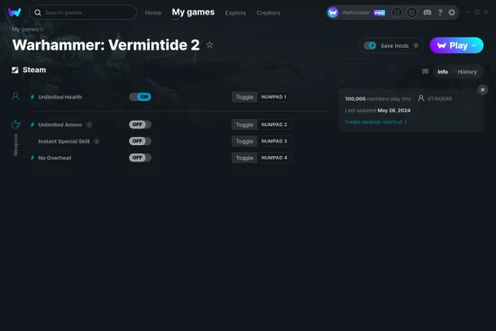 Warhammer: Vermintide 2 cheats screenshot