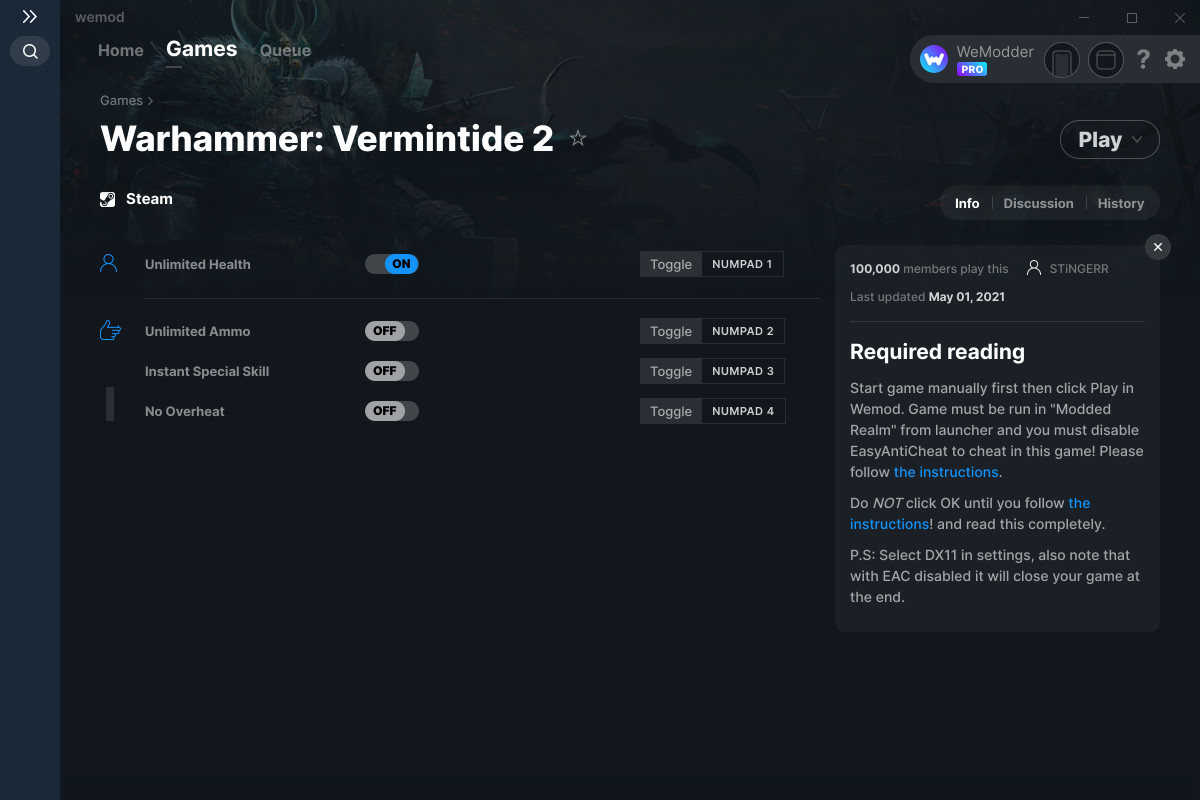Warhammer Vermintide 2 Cheats and Trainer for Steam Trainers WeMod Community
