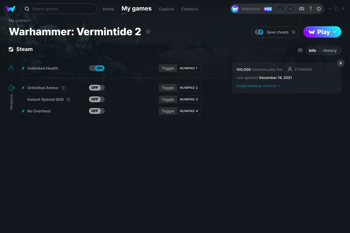 Warhammer: Vermintide 2 cheats screenshot