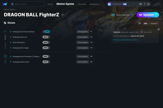 DRAGON BALL FighterZ Cheats Screenshot