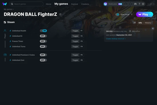 DRAGON BALL FighterZ cheats screenshot