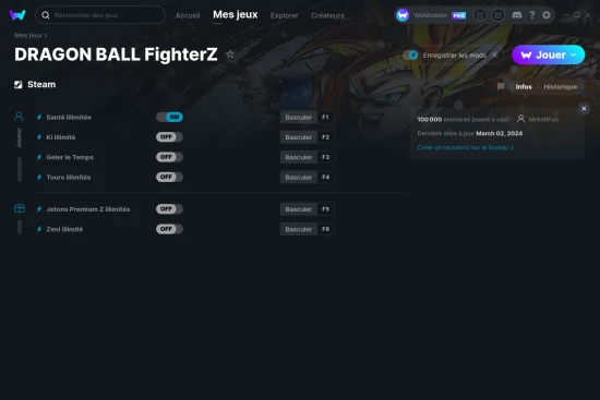 Capture d'écran de triches de DRAGON BALL FighterZ