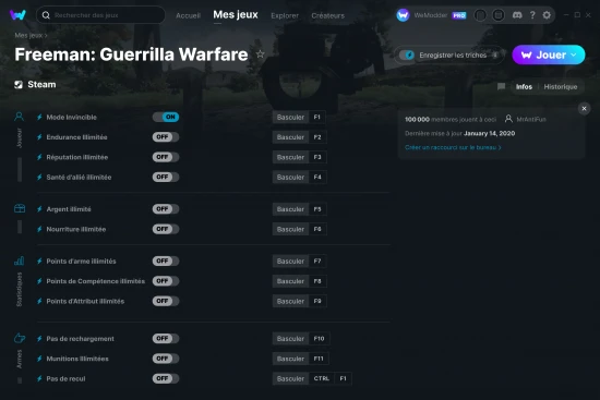 Capture d'écran de triches de Freeman: Guerrilla Warfare