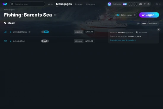 Captura de tela de cheats do Fishing: Barents Sea