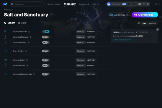 cheaty Salt and Sanctuary zrzut ekranu