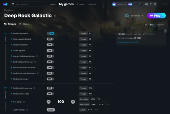 Deep Rock Galactic cheats screenshot