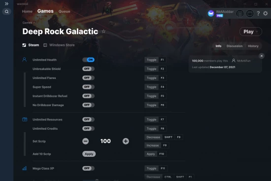 Deep Rock Galactic cheats screenshot