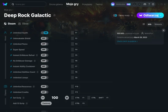 cheaty Deep Rock Galactic zrzut ekranu