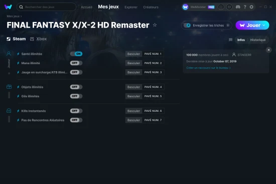 Capture d'écran de triches de FINAL FANTASY X/X-2 HD Remaster
