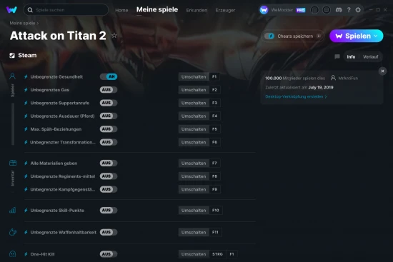 Attack on Titan 2 Cheats Screenshot