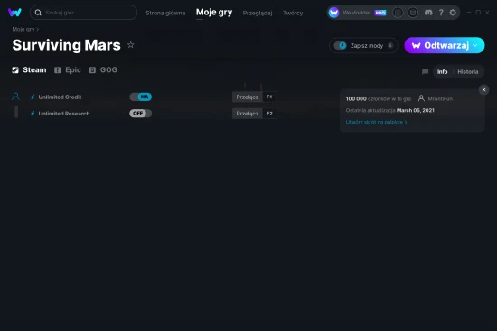 cheaty Surviving Mars zrzut ekranu